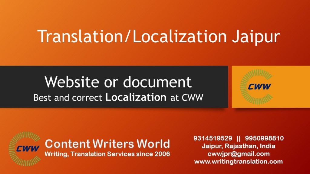Translation & Localization Jaipur Content Writers World